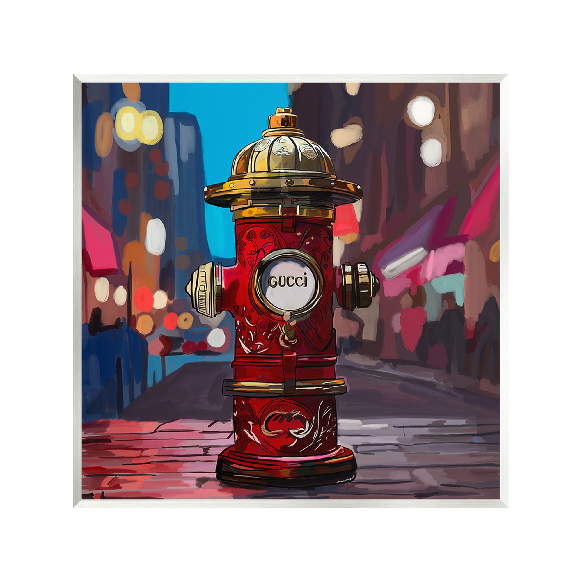 Stupell Industries Vivid Glam Hydrant Abstract Painting Unframed Art Print Wall Art, 12 x 12