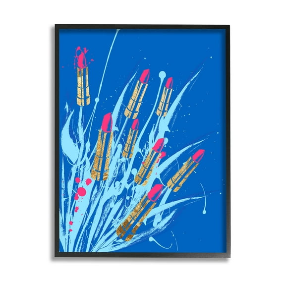 Stupell Industries Vivid Glam Lipstick Arrangement Graphic Art Black Framed Art Print Wall Art, Design by Lil' Rue