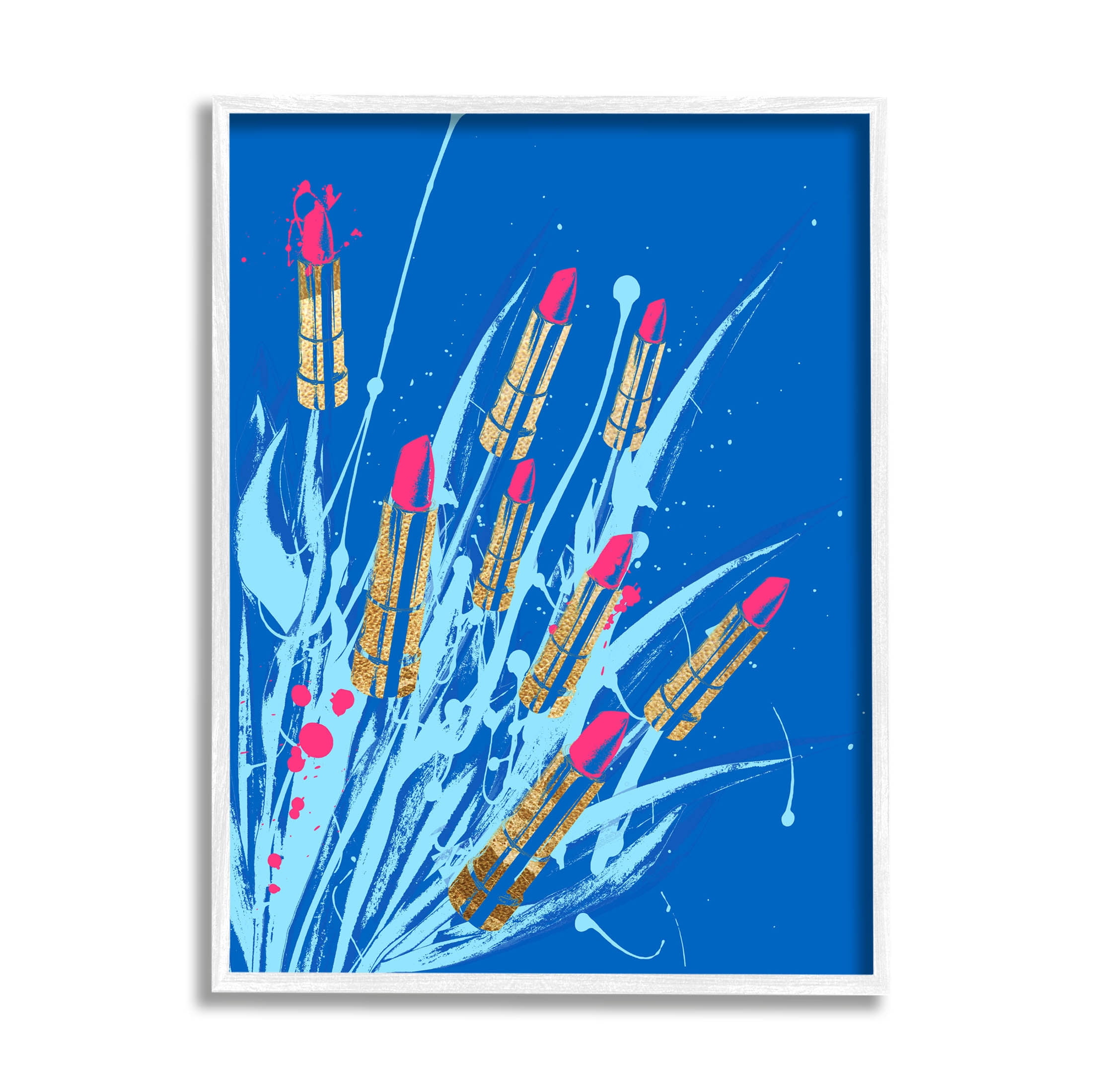 Stupell Industries Vivid Glam Lipstick Arrangement Graphic Art White Framed Art Print Wall Art, Design by Lil' Rue
