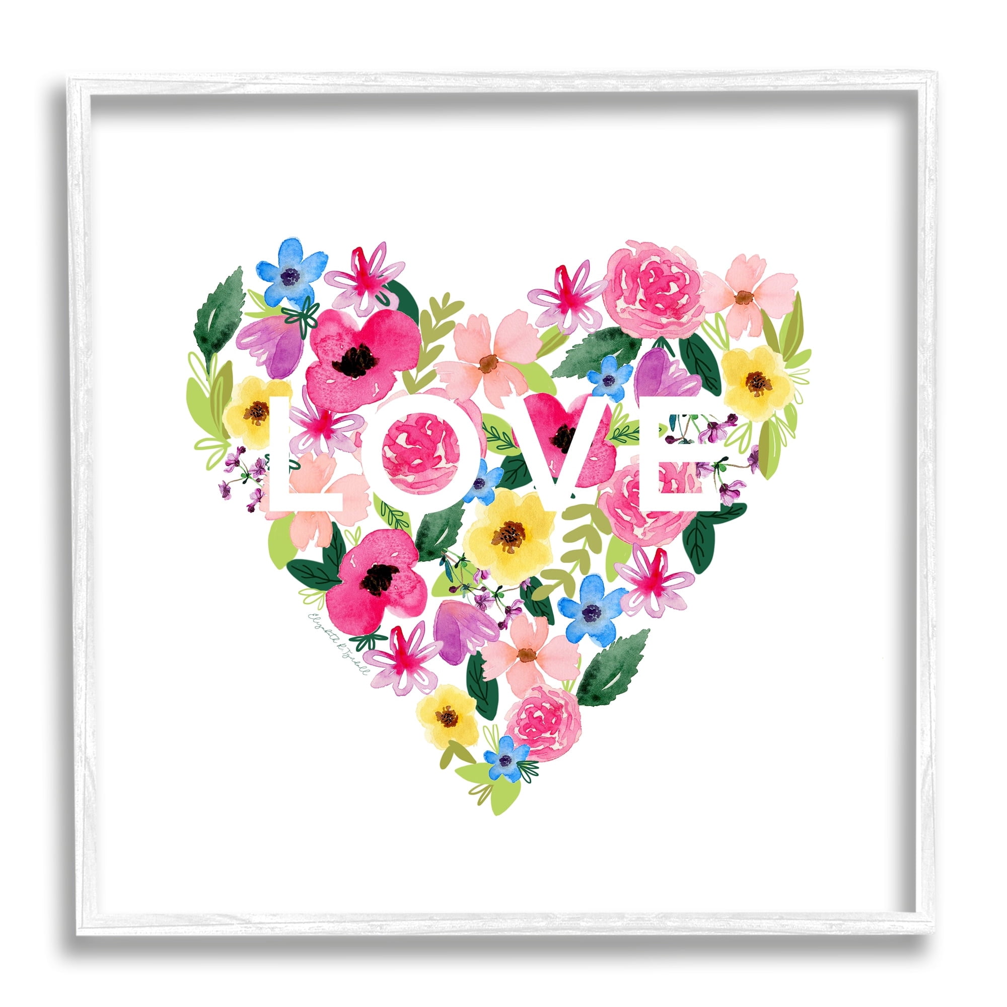 Stupell Industries Vivid Heart Blossom Love Inspirational Minimalistic Sentiment,17 x 17, Design by Elizabeth Tyndall