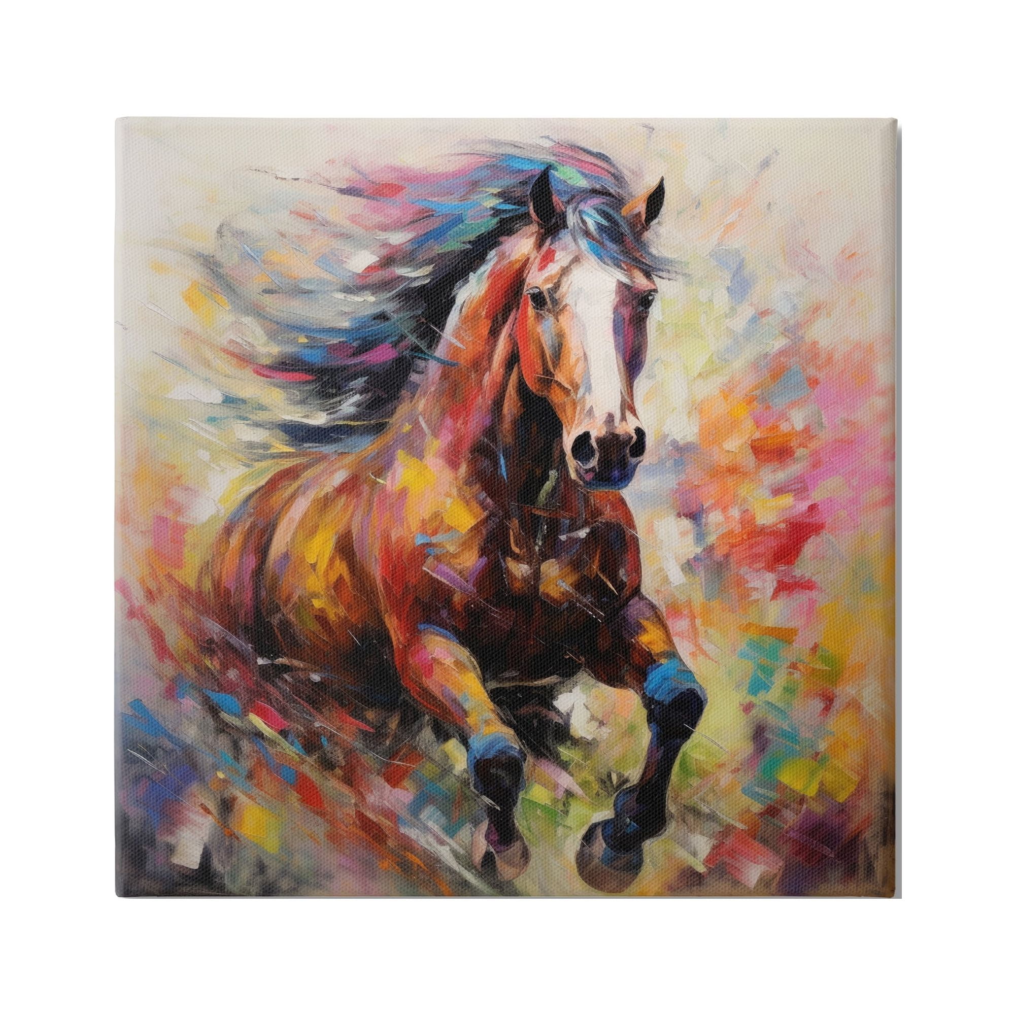 Vivid Andalusian Horse Galloping Canvas Wall Art, 17" x 17"