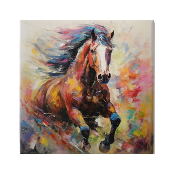 Stupell Industries Vivid Horse Galloping Animals & Insects Painting Gallery Wrapped Canvas Art Print Wall Art, 36 x 36
