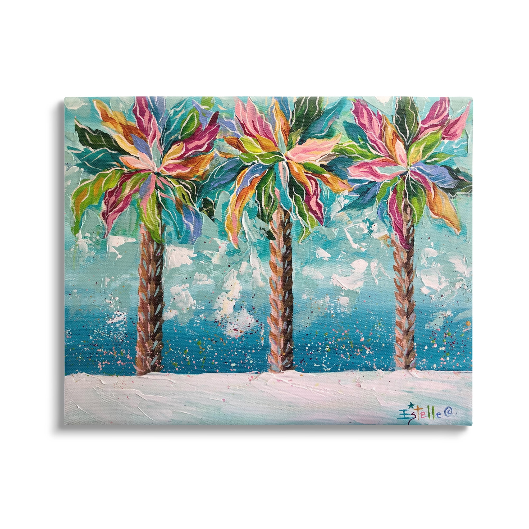 Stupell Industries Vivid Hue Palm Trees Landscape Painting Gallery Wrapped Canvas Art Print Wall Art, 40 x 30