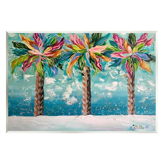 Stupell Industries Vivid Hue Palm Trees Landscape Painting Unframed Art Print Wall Art, 15 x 10