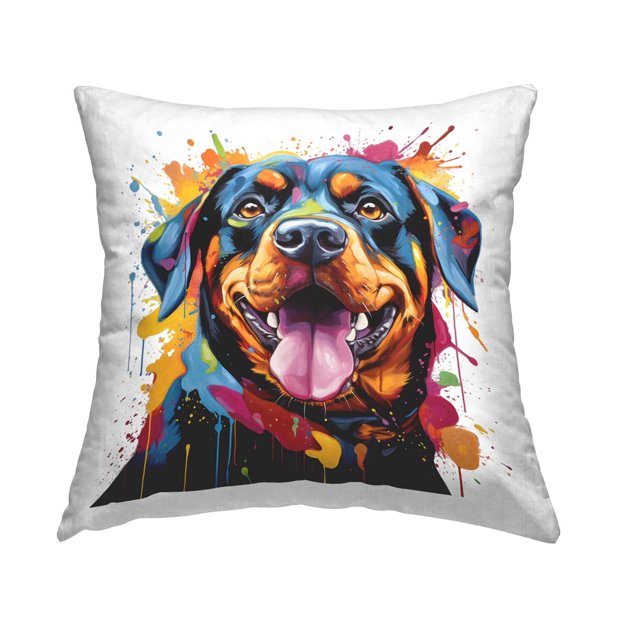 Stupell Industries Vivid Hued Rott Portrait Decorative Printed Throw Pillow, 18 x 18