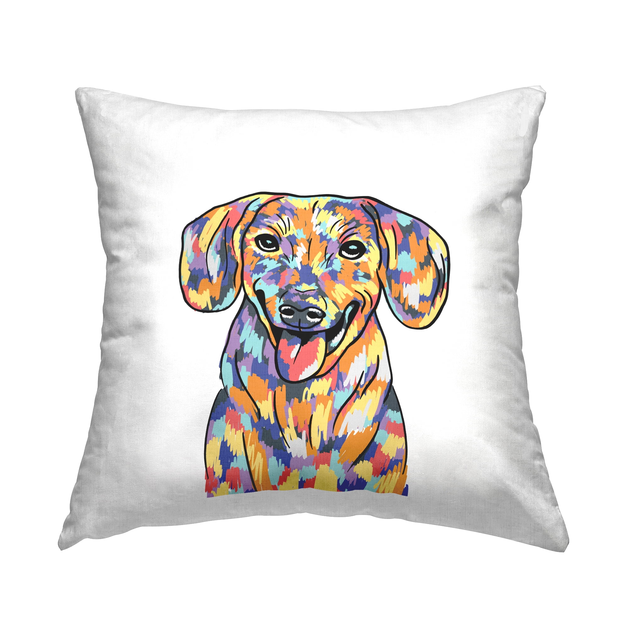 Stupell Industries Vivid Hues Pet Portrait Square Decorative Printed Throw Pillow, 18 x 18