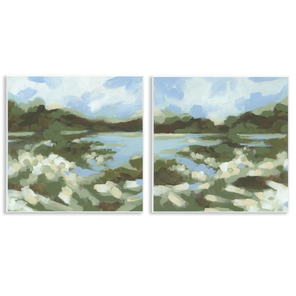 Stupell Industries Vivid Impressionist Landscape Landscape & Nature Painting Unframed Art Print Wall Art, 12 x 12, Set of 2
