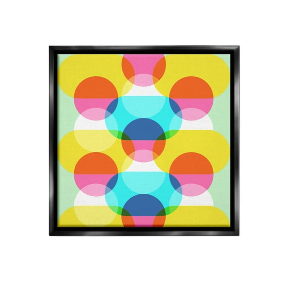 Stupell Industries Vivid Layered Shapes Pattern Abstract Painting Black Floater Framed Canvas Art Print Wall Art, 18 x 18