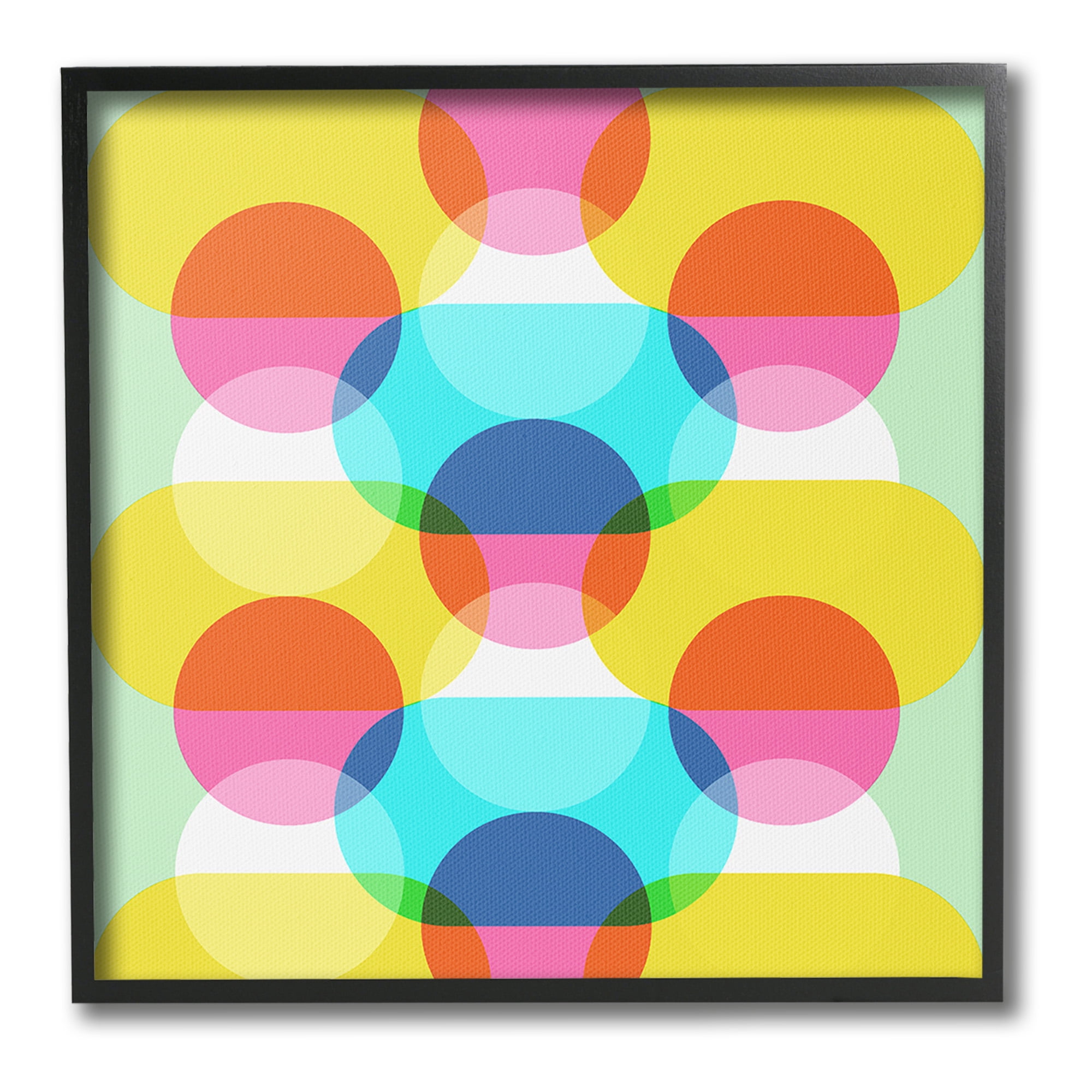 Stupell Industries Vivid Layered Shapes Pattern Abstract Painting Black Framed Art Print Wall Art, 24 x 24