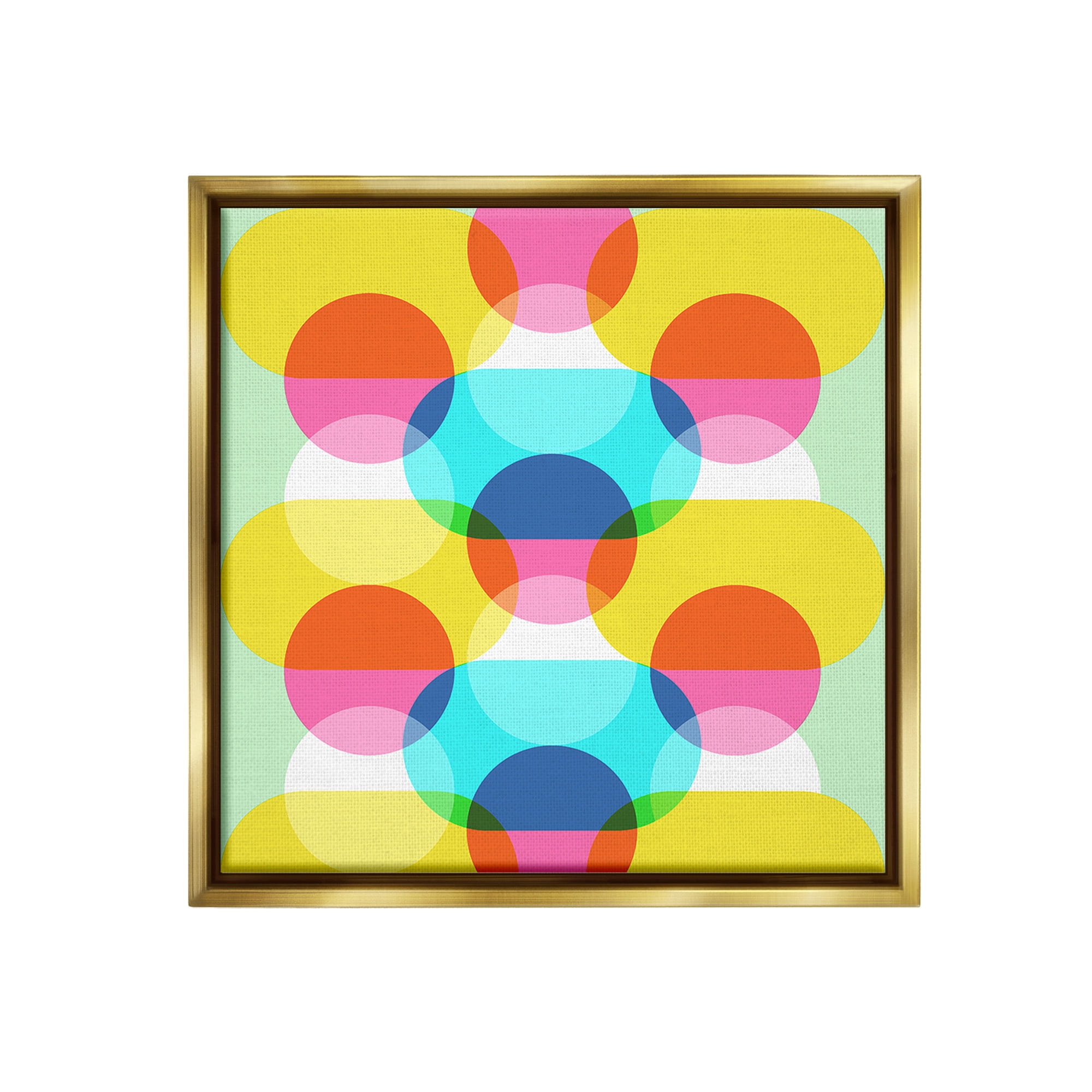 Stupell Industries Vivid Layered Shapes Pattern Abstract Painting Gold Floater Framed Canvas Art Print Wall Art, 25 x 25