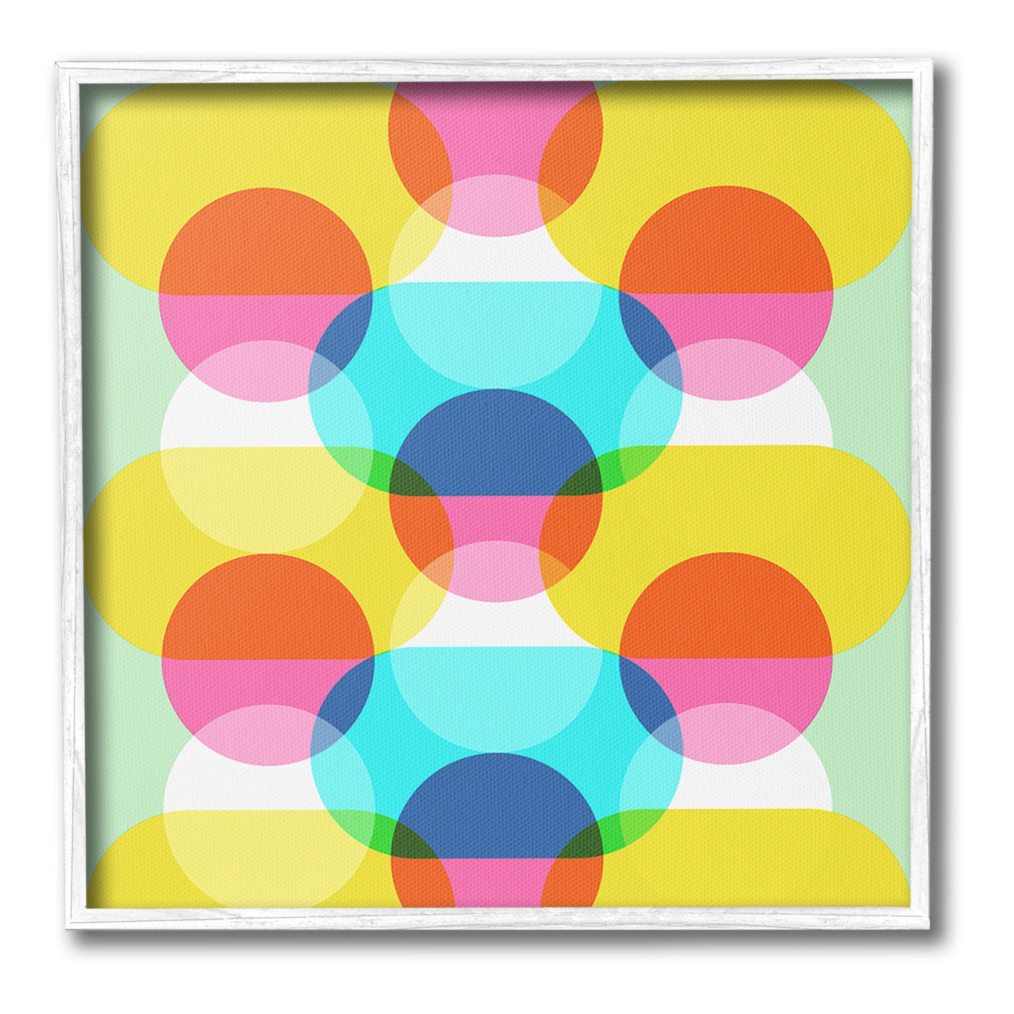 Stupell Industries Vivid Layered Shapes Pattern Abstract Painting White Framed Art Print Wall Art, 24 x 24
