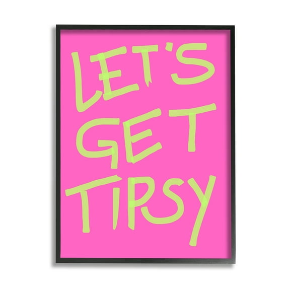 Stupell Industries Vivid Let's Get Tipsy Inspirational Painting Black Framed Art Print Wall Art, 11 x 14