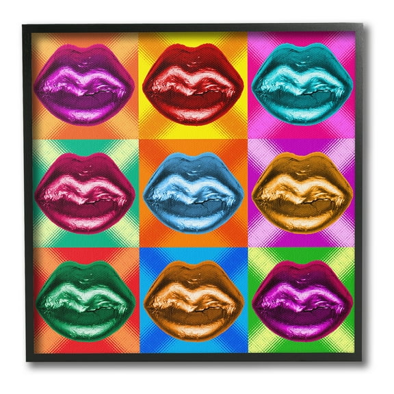 Stupell Industries Vivid Lips Abstraction Abstract Painting Black Framed Art Print Wall Art, 12 x 12