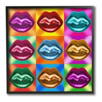 Stupell Industries Vivid Lips Abstraction Abstract Painting Black Framed Art Print Wall Art, 12 x 12