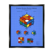 Stupell Industries Vivid Logic Toy Patent Graphic Art Jet Black Floating Framed Canvas Print Wall Art, Design by Karl Hronek