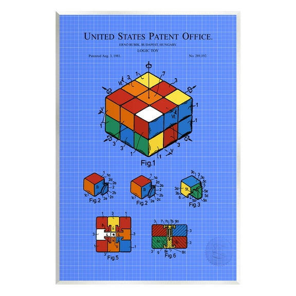 Stupell Industries Vivid Logic Toy Patent Graphic Art Unframed Art Print Wall Art, Design by Karl Hronek