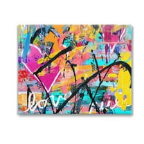 Stupell Industries Vivid Love Graffiti Collage Abstract Painting Gallery Wrapped Canvas Art Print Wall Art, 20 x 16
