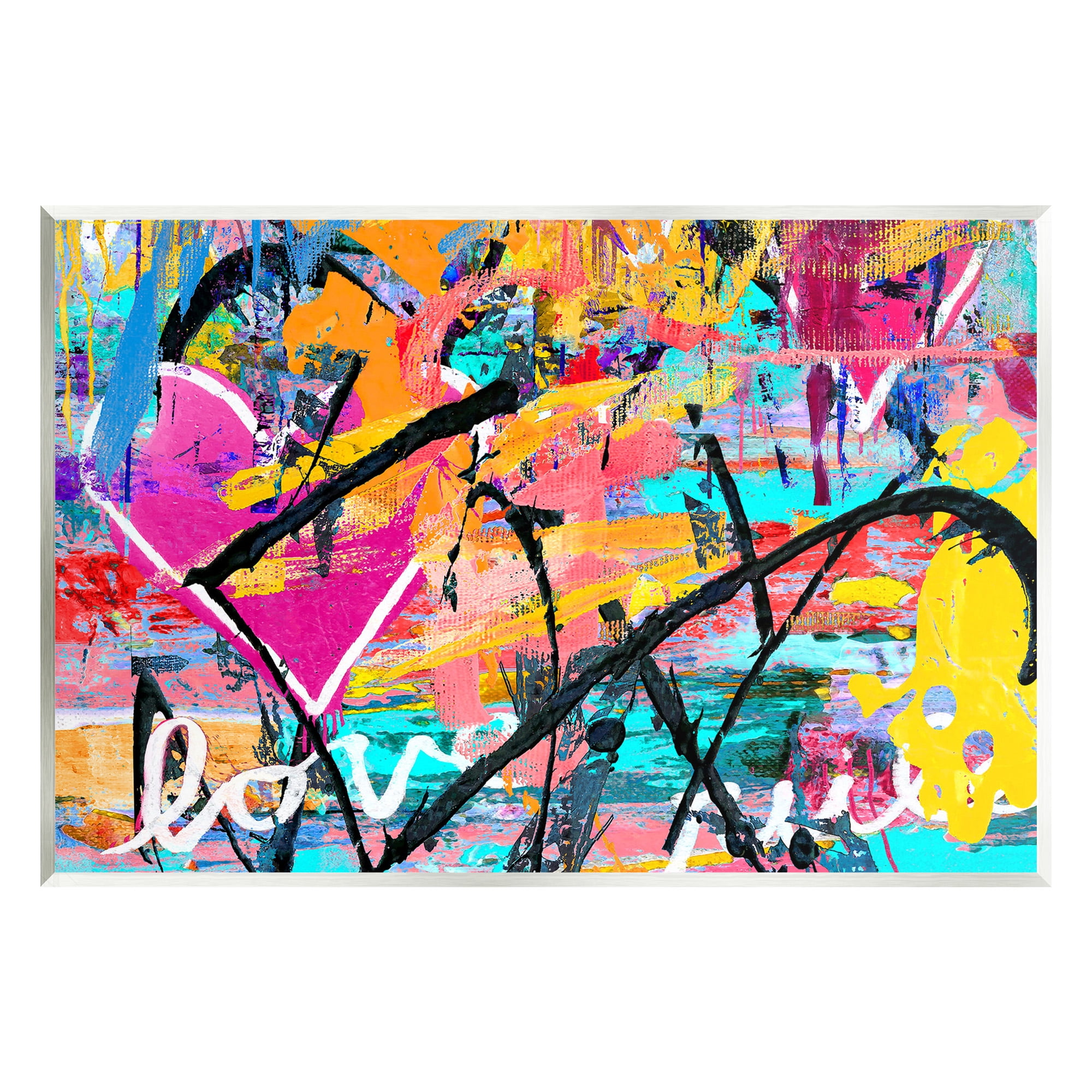 Stupell Industries Vivid Love Graffiti Collage Abstract Painting Unframed Art Print Wall Art, 19 x 13