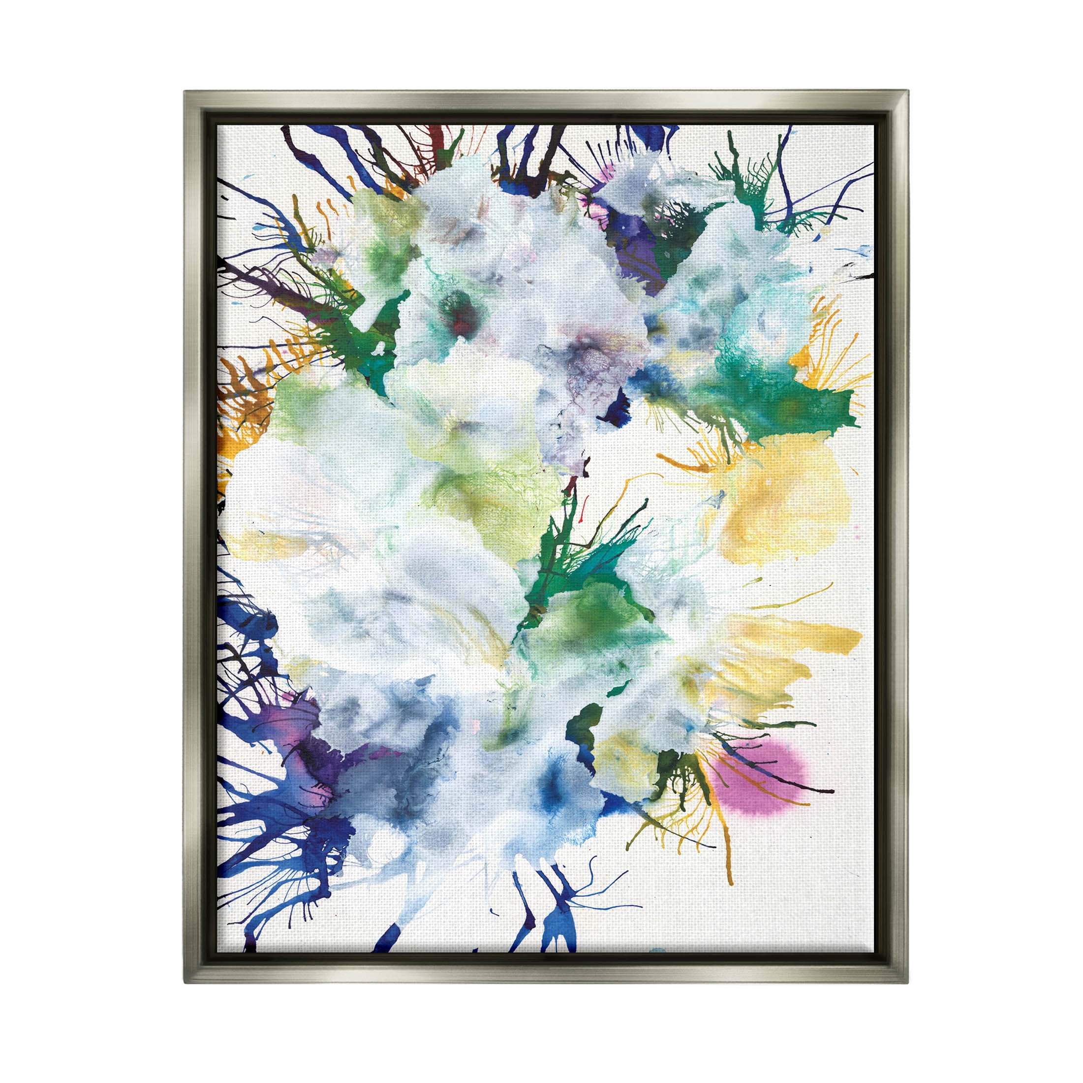Stupell Industries Vivid Modern Chaotic Splatter Graphic Art Luster Gray Floating Framed Canvas Print Wall Art, Design by Jodi Fuchs