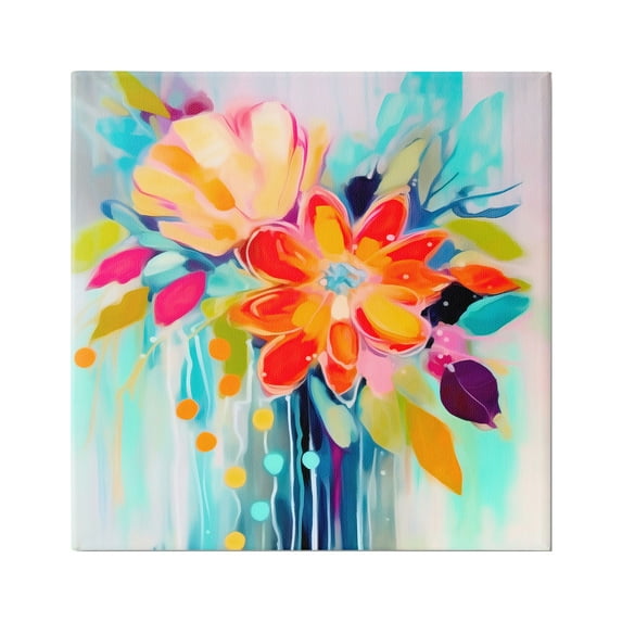 Stupell Industries Vivid Modern Flowers Botanical & Floral Painting Gallery Wrapped Canvas Art Print Wall Art, 30 x 30