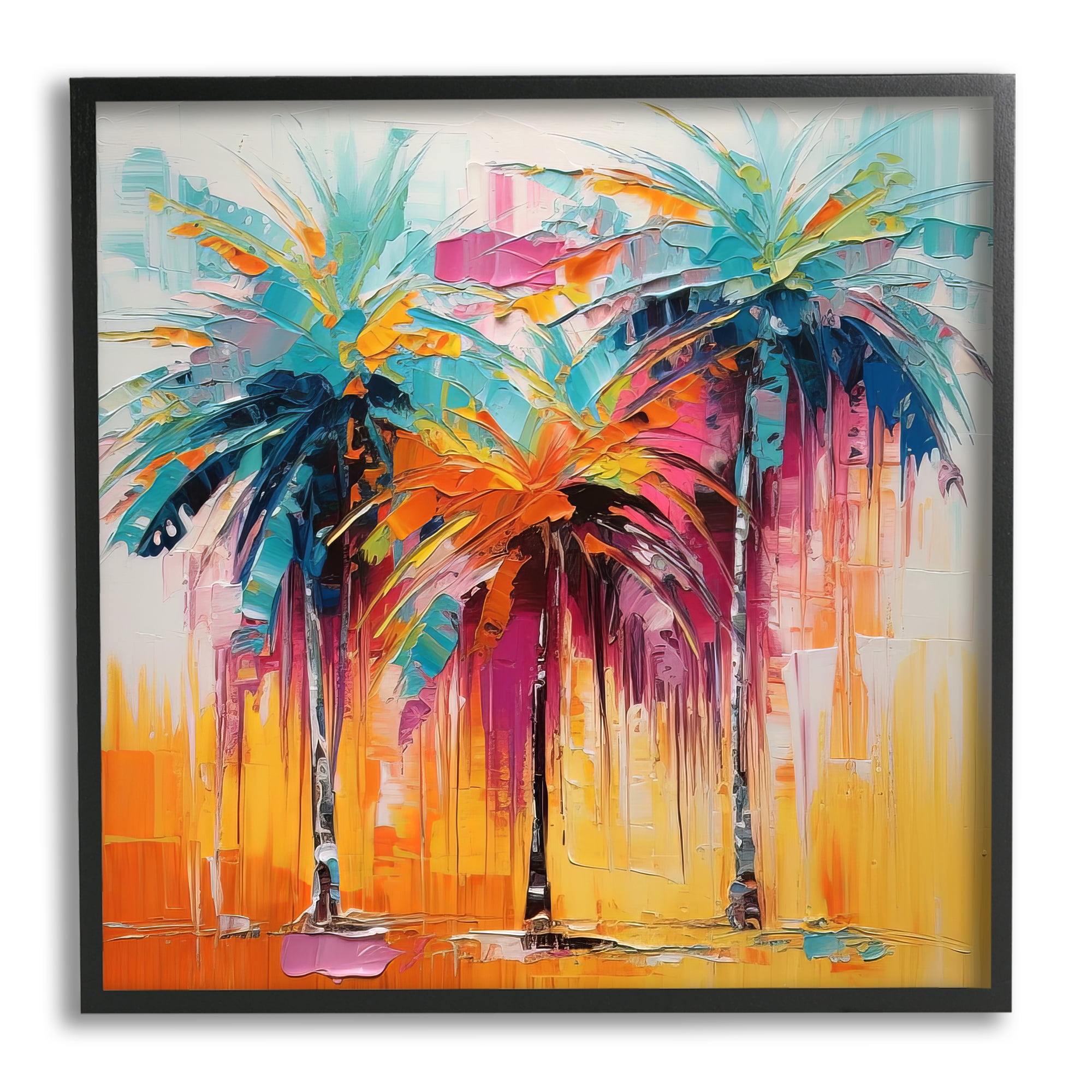 Stupell Industries Vivid Modern Palms Botanical & Floral Painting Black Framed Art Print Wall Art, 12 x 12