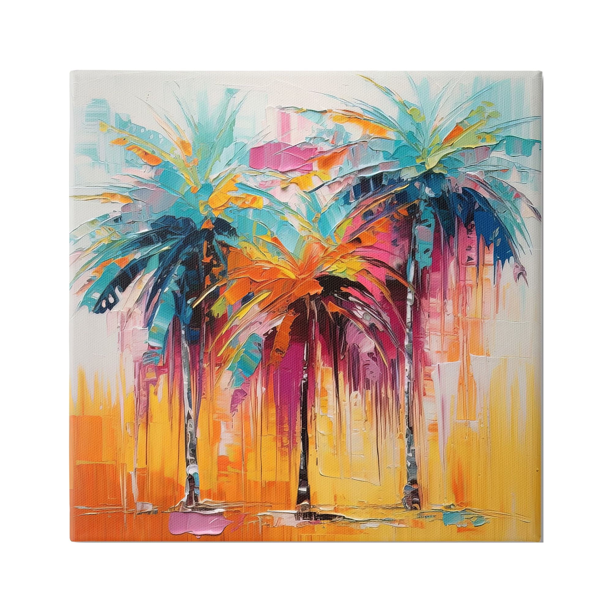 Stupell Industries Vivid Modern Palms Botanical & Floral Painting Gallery Wrapped Canvas Art Print Wall Art, 30 x 30