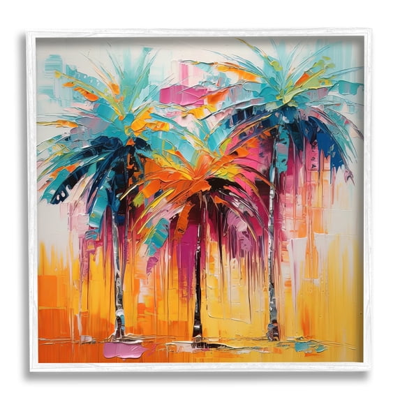 Stupell Industries Vivid Modern Palms Botanical & Floral Painting White Framed Art Print Wall Art, 17 x 17