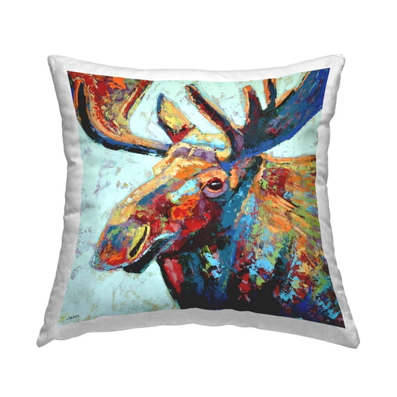 Stupell Industries Vivid Moose Modern Composition Printed Throw Pillow Design by Jen Seeley