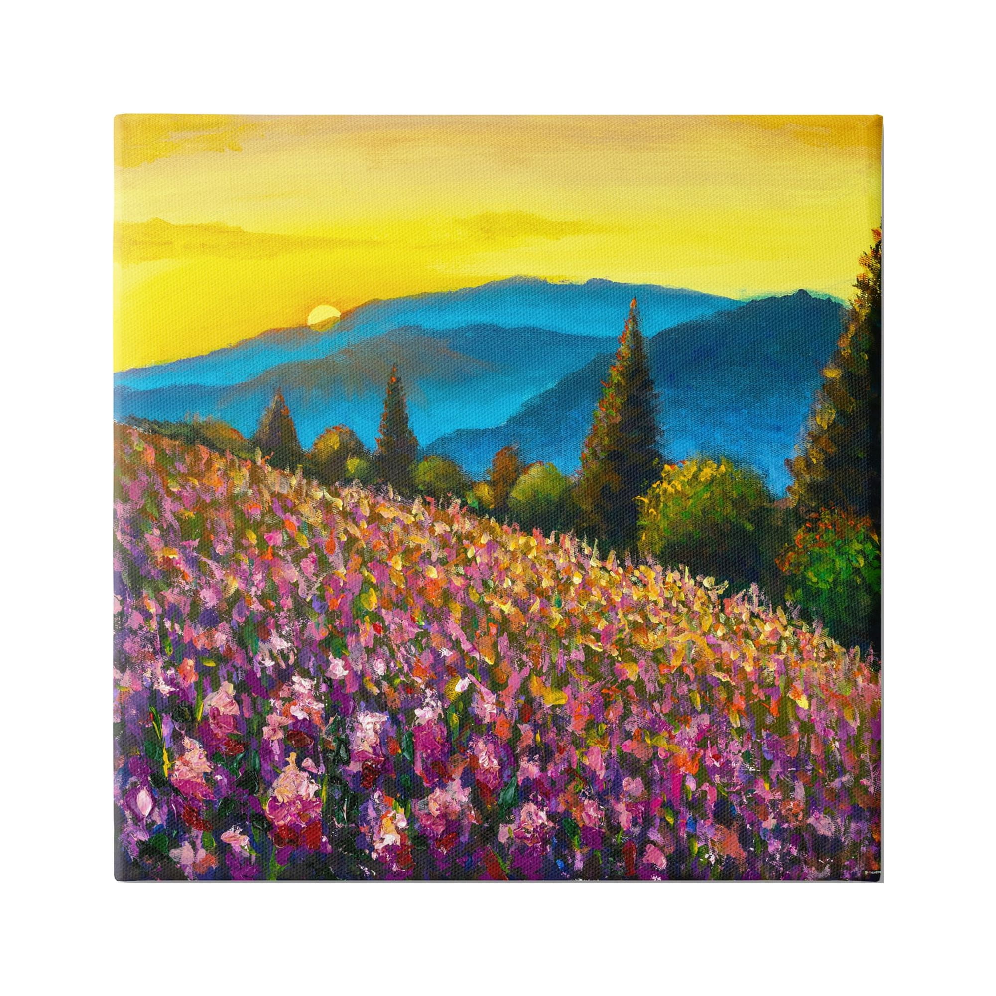 Stupell Industries Vivid Mountain Meadow Scenery Nature Painting Gallery Wrapped Canvas Print Wall Art, 24 x 24