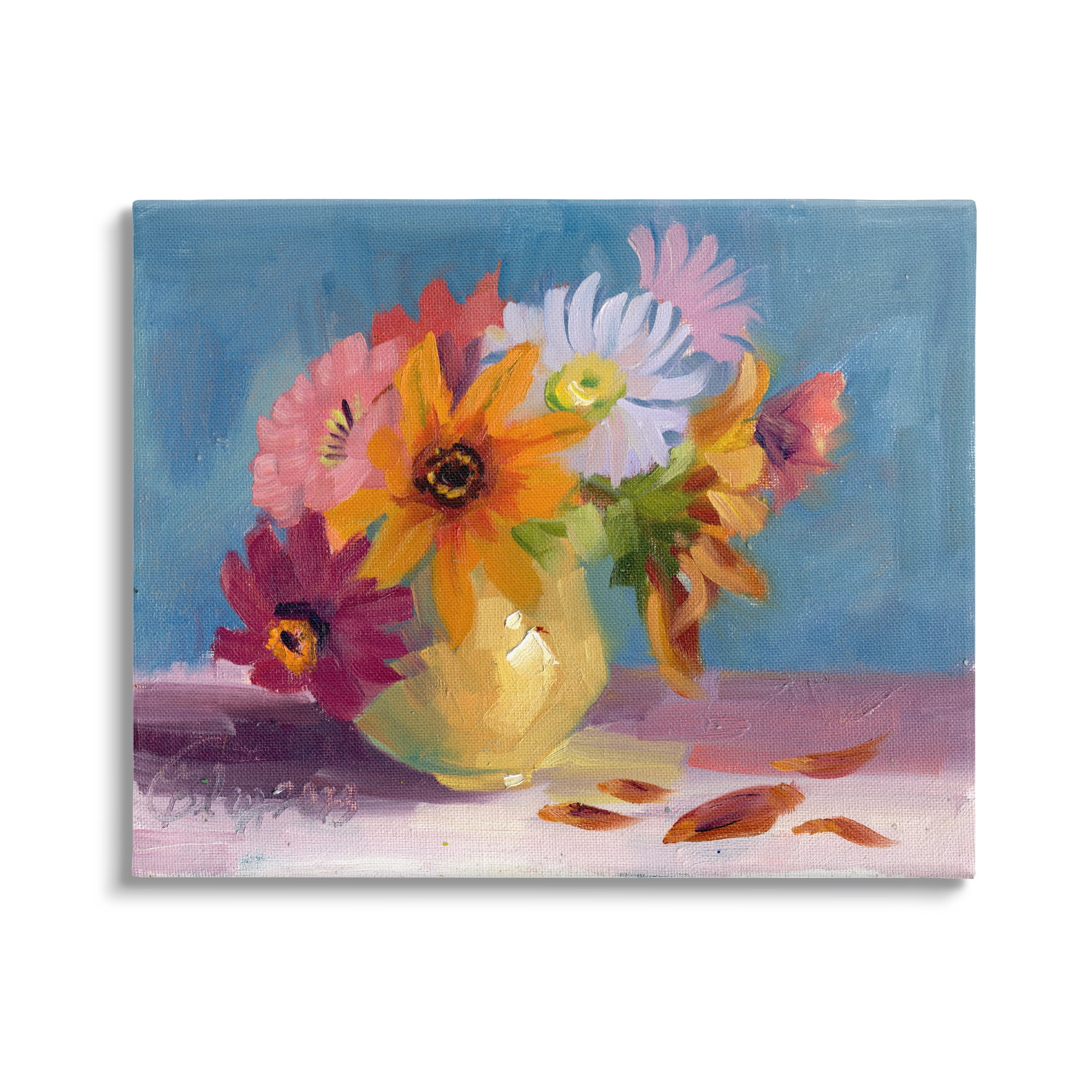 Stupell Industries Vivid Mums Painting Botanical & Floral Painting Gallery Wrapped Canvas Art Print Wall Art, 20 x 16