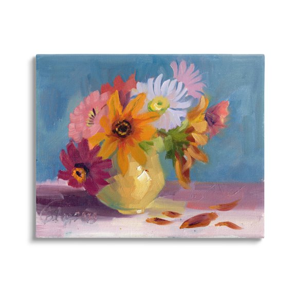 Stupell Industries Vivid Mums Painting Botanical & Floral Painting Gallery Wrapped Canvas Art Print Wall Art, 20 x 16