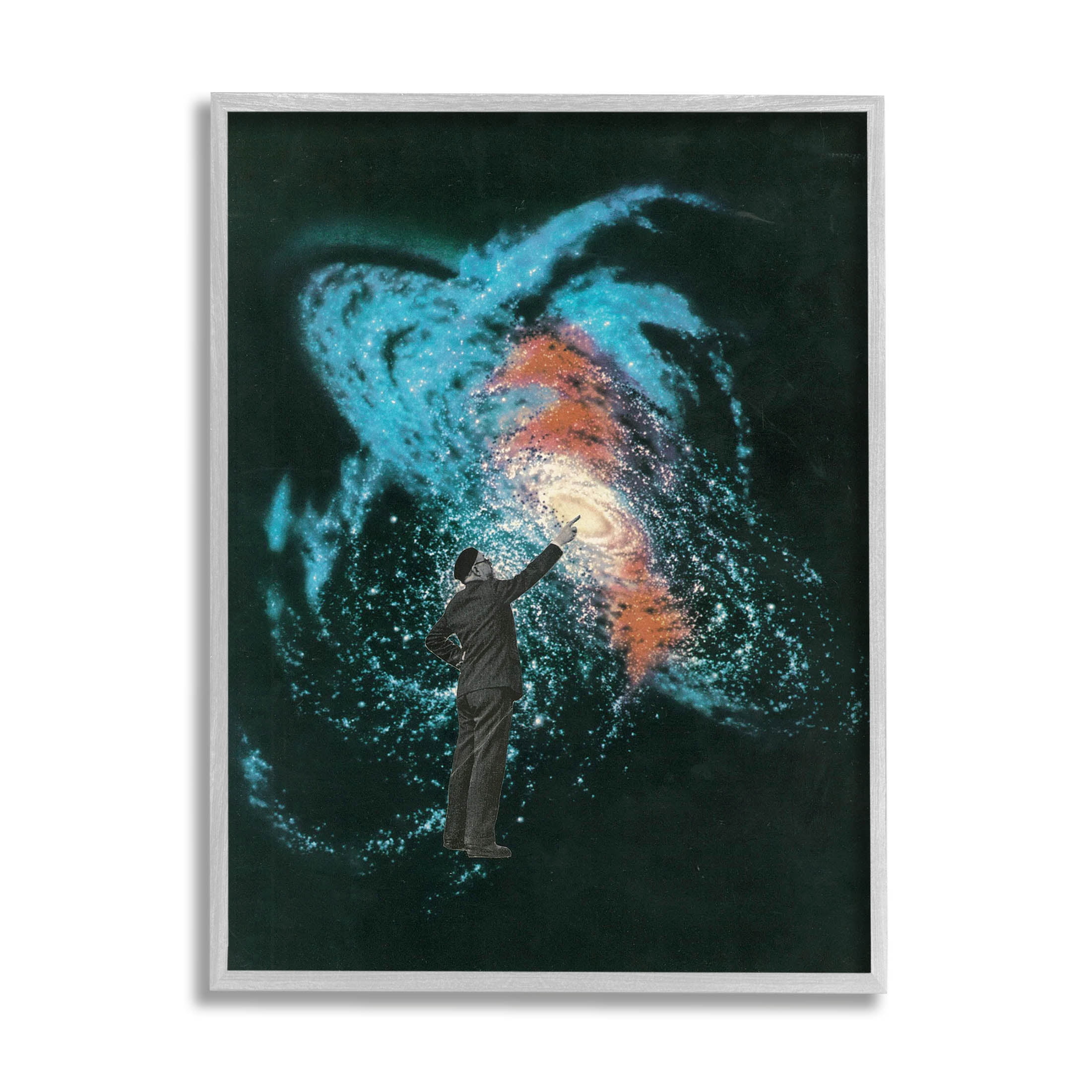 Stupell Industries Vivid Nebula Collage Surreal Person Graphic Art Gray Framed Art Print Wall Art, Design by Matheus Lopes Castro