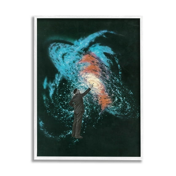Stupell Industries Vivid Nebula Collage Surreal Person Graphic Art White Framed Art Print Wall Art, Design by Matheus Lopes Castro