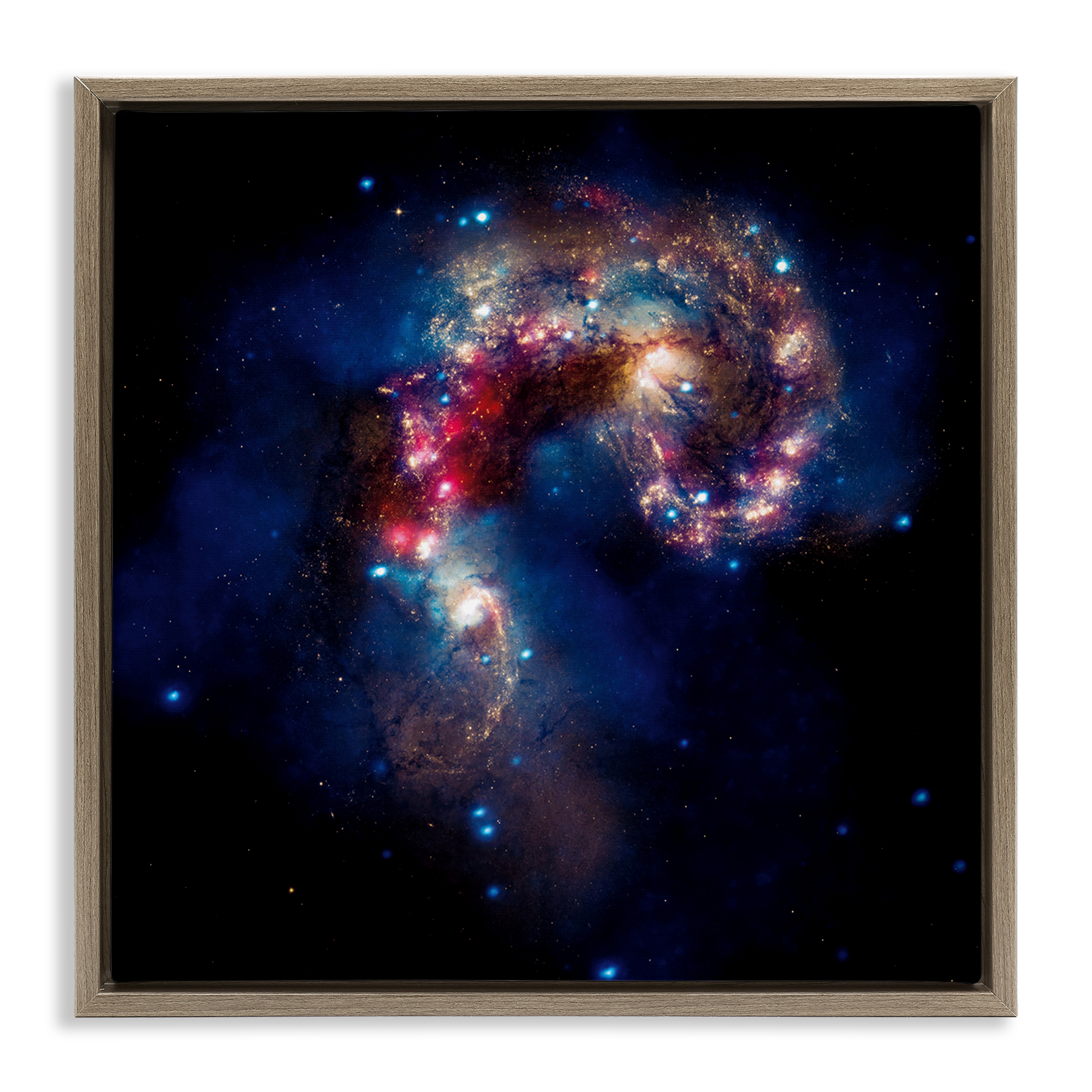 Stupell Industries Vivid Nebula Galaxy Astrology & Stars Photography Brown Floater Framed Canvas Art Print Wall Art, 25 x 25