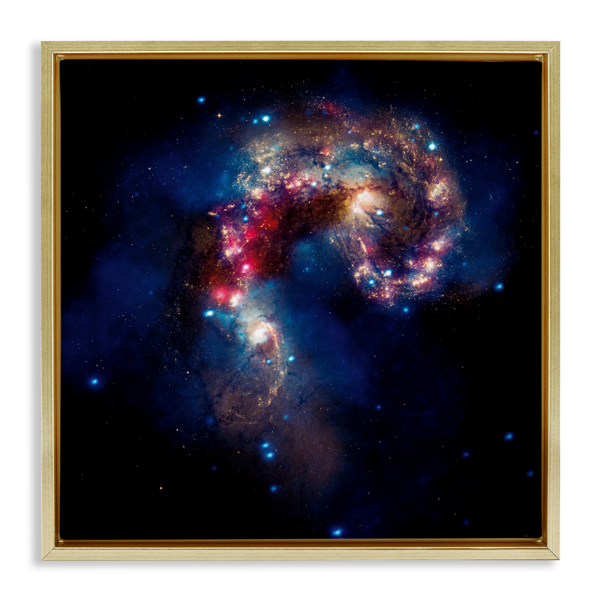 Stupell Industries Vivid Nebula Galaxy Astrology & Stars Photography Gold Floater Framed Canvas Art Print Wall Art, 18 x 18