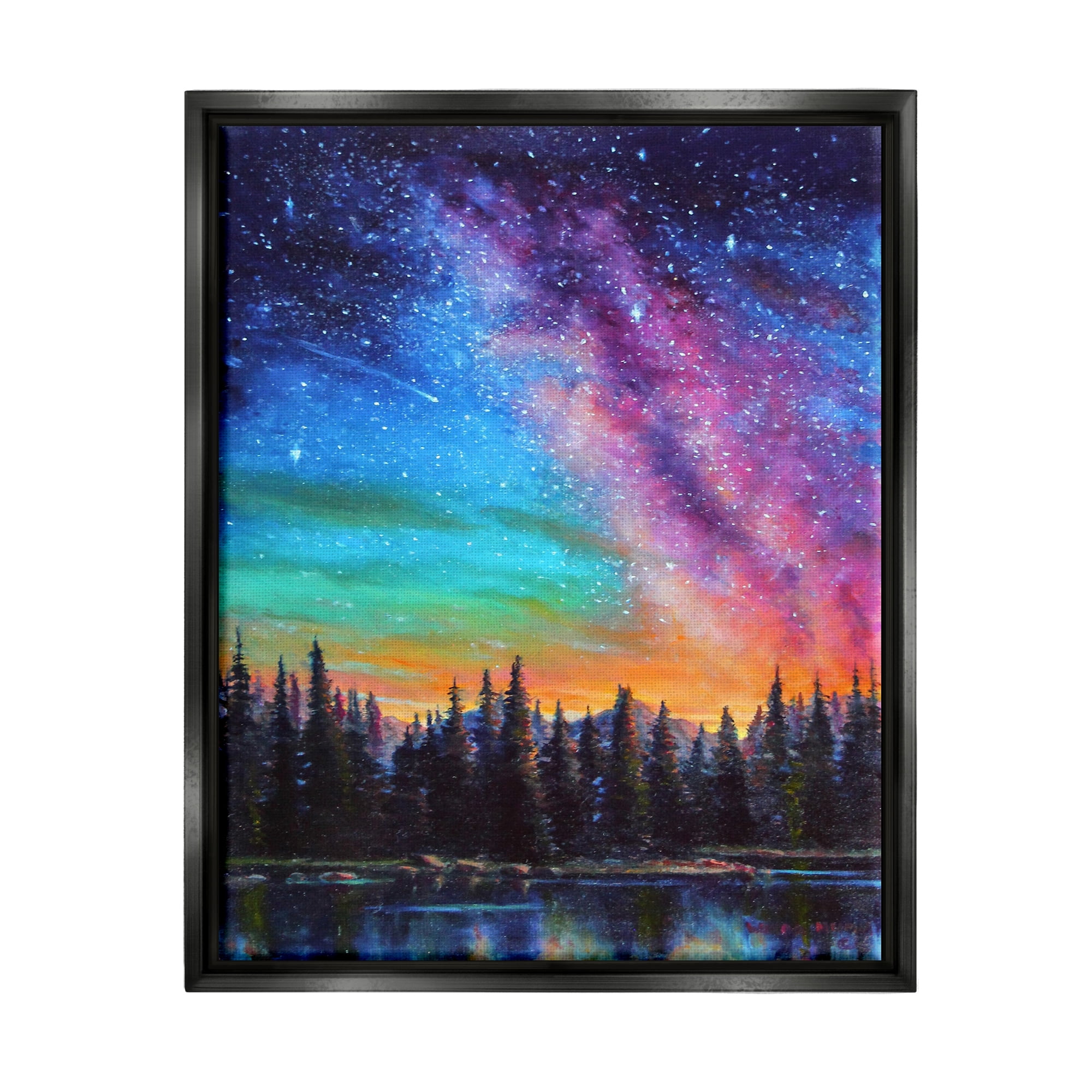 Stupell Industries Vivid Nebula Landscape Nature Painting Black Floater Framed Art Print Wall Art, 25 x 31