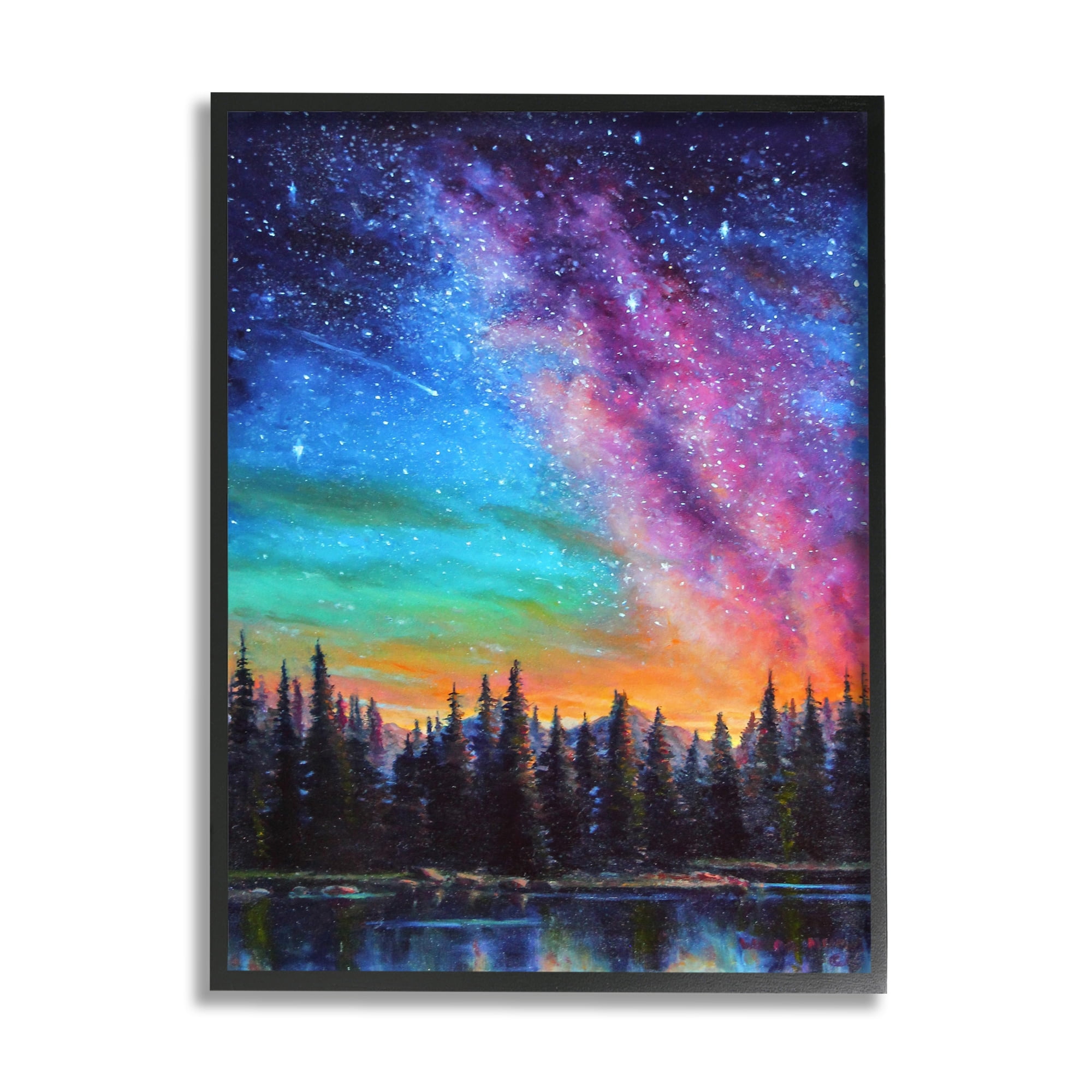 Stupell Industries Vivid Nebula Landscape Nature Painting Black Framed Art Print Wall Art, 24 x 30