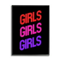 Stupell Industries Vivid Neon Girls Sign Inspirational Painting Black Framed Art Print Wall Art, 11 x 14
