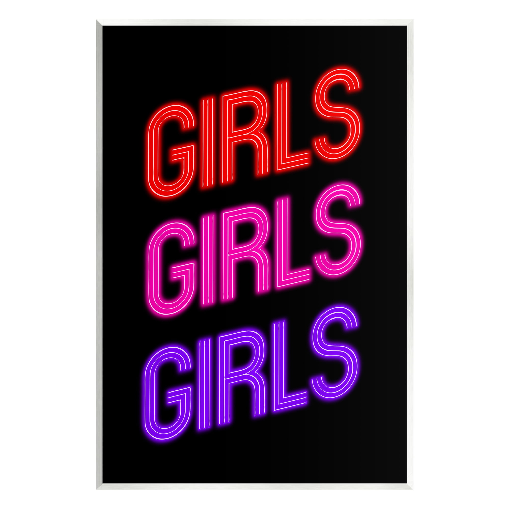 Stupell Industries Vivid Neon Girls Sign Inspirational Painting Unframed Art Print Wall Art, 10 x 15