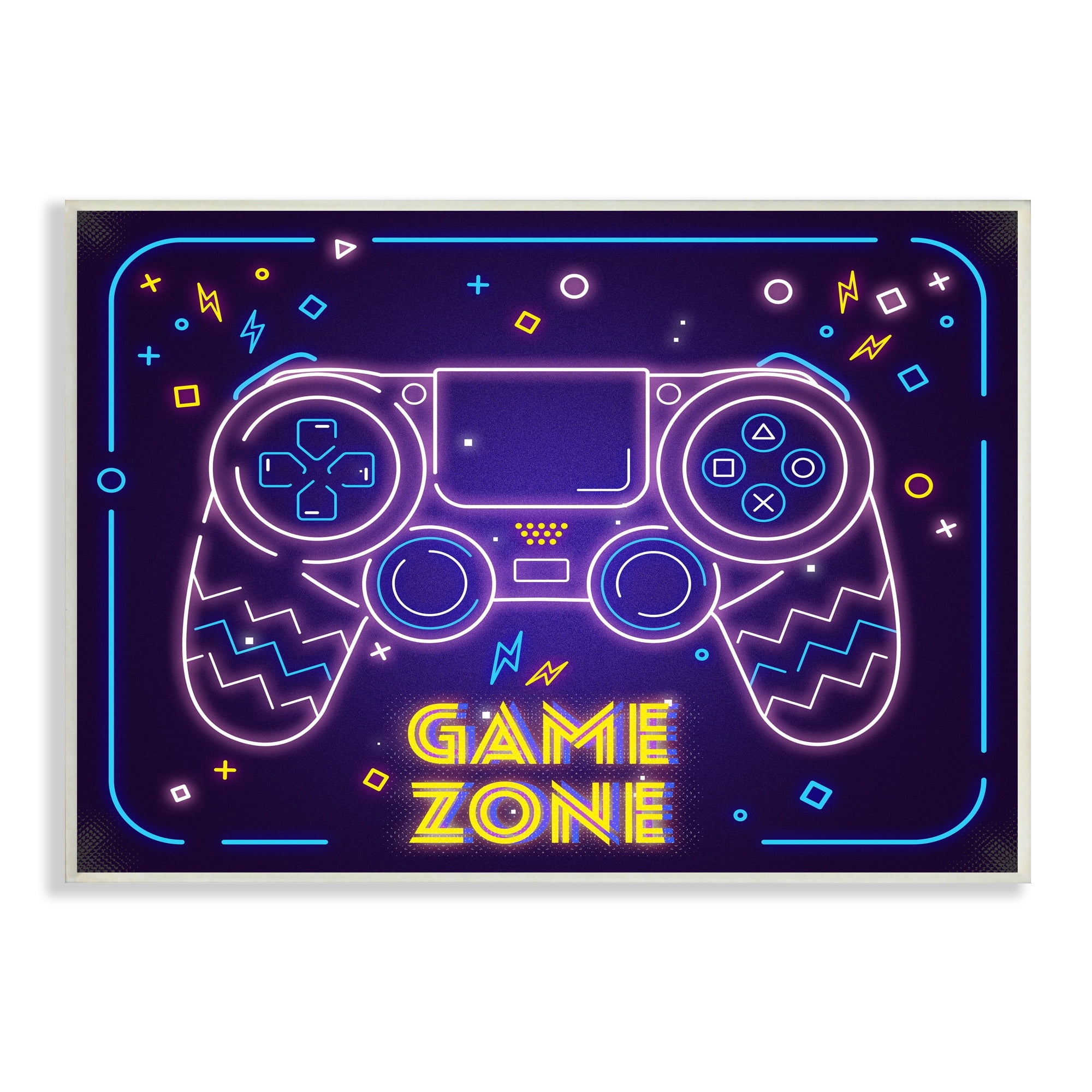 Stupell Industries Vivid Neon Style Game Zone Arcade Gamer Sign , 15 x 10, Design by Ziwei Li