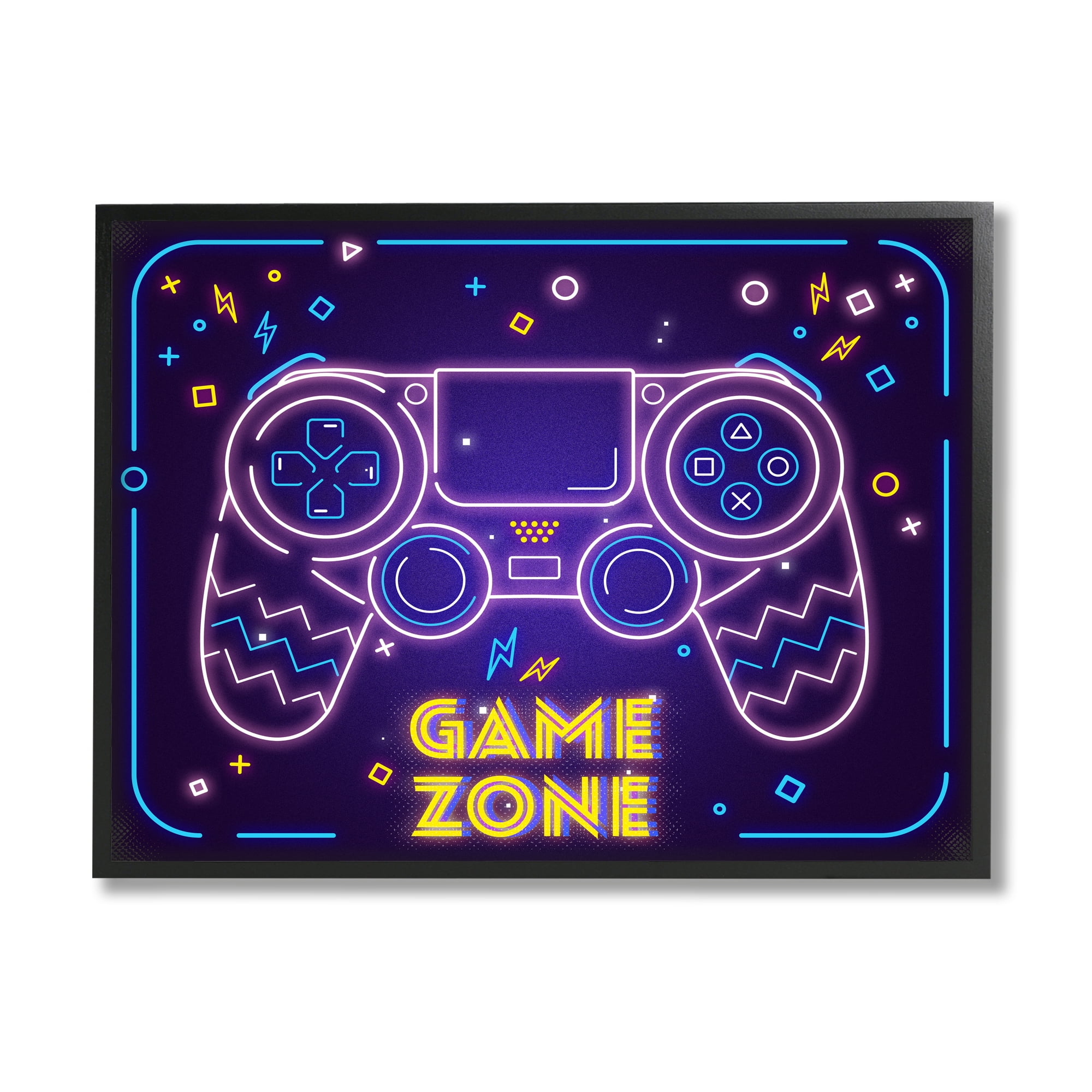 Stupell Industries Vivid Neon Style Game Zone Arcade Gamer Sign , 20 x 16, Design by Ziwei Li