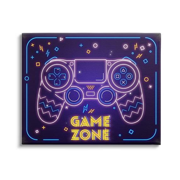 Stupell Industries Vivid Neon Style Game Zone Arcade Gamer Sign , 30 x 24, Design by Ziwei Li
