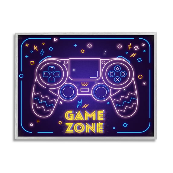 Stupell Industries Vivid Neon Style Game Zone Arcade Gamer Sign , 30 x 24, Design by Ziwei Li