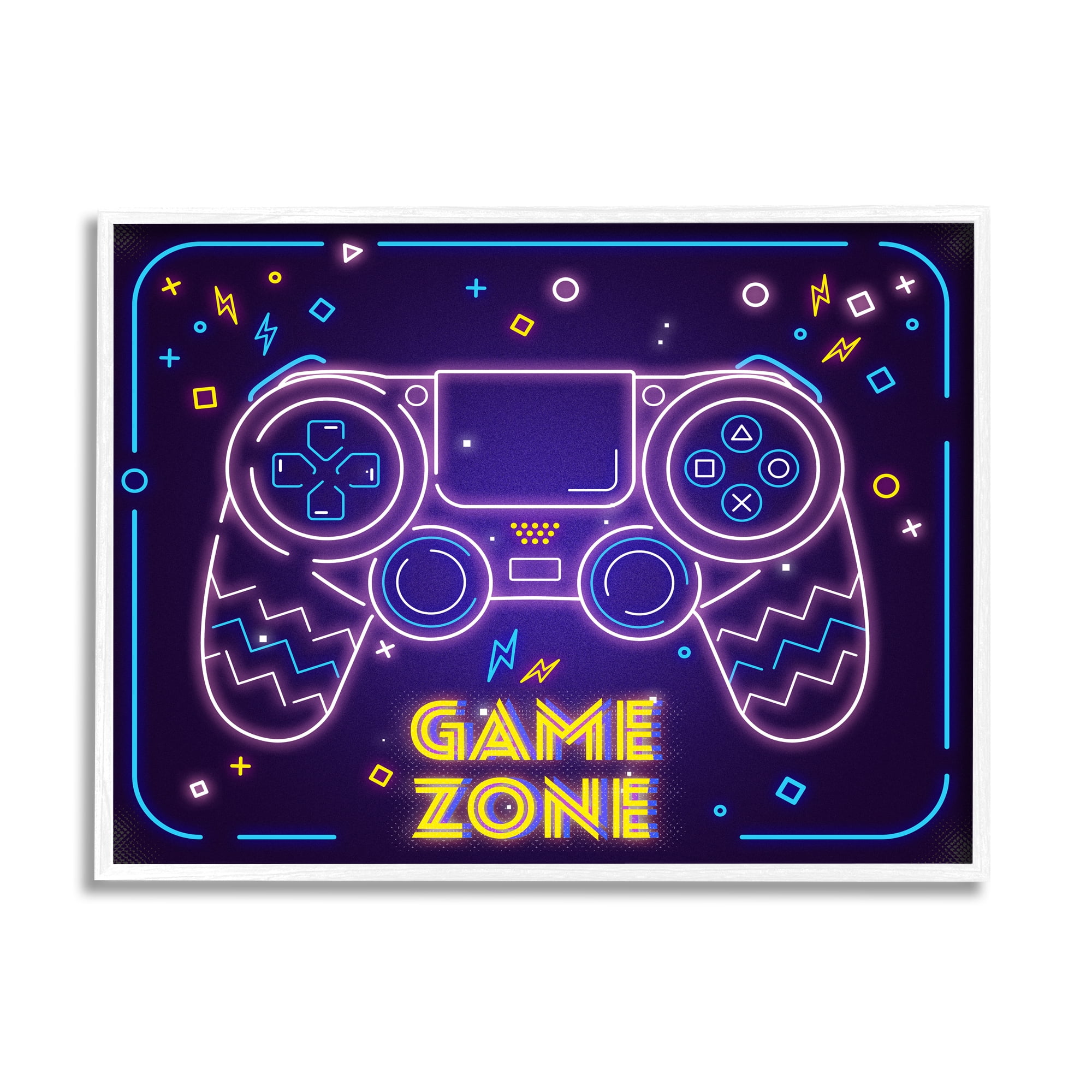 Stupell Industries Vivid Neon Style Game Zone Arcade Gamer Sign , 30 x 24, Design by Ziwei Li