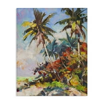 Stupell Industries Vivid Palm Nature Landscape Painting Gallery Wrapped Canvas Art Print Wall Art, 16 x 20