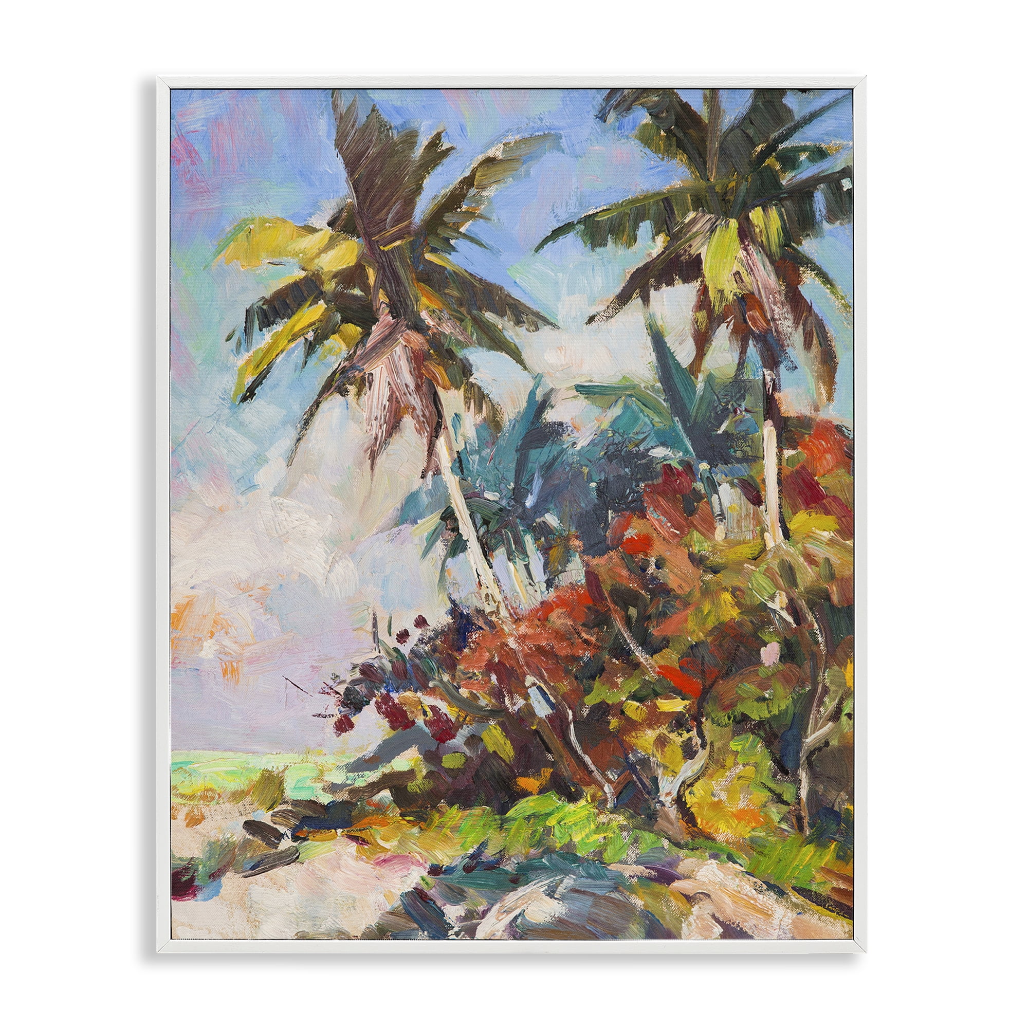 Stupell Industries Vivid Palm Nature Landscape Painting White Framed Art Print Wall Art, 11 x 14