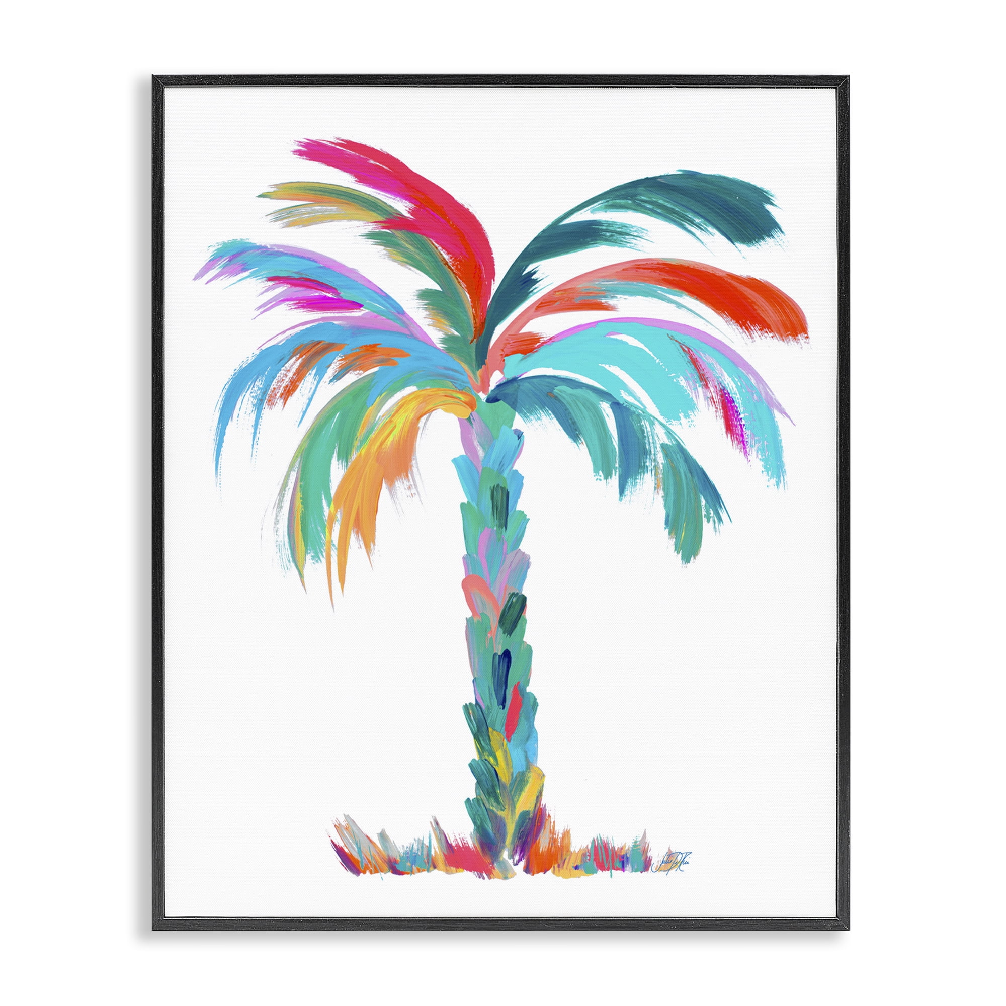 Stupell Industries Vivid Palm Tree Botanical & Floral Painting Black Framed Art Print Wall Art, 16 x 20
