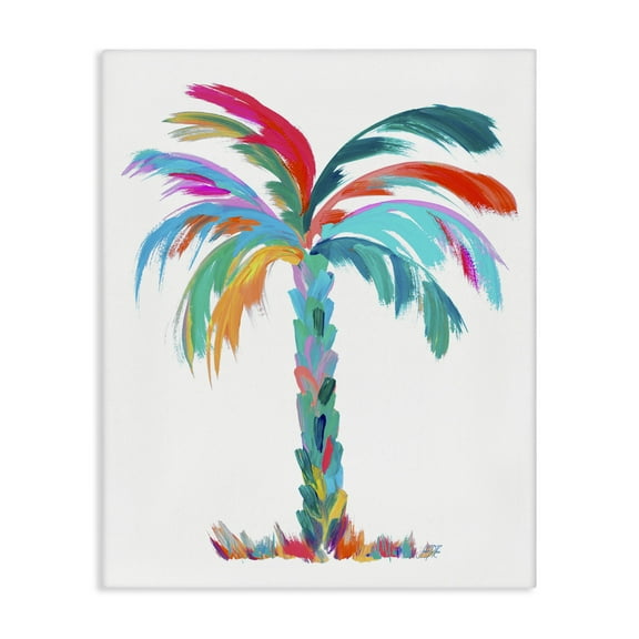 Stupell Industries Vivid Palm Tree Botanical & Floral Painting Gallery Wrapped Canvas Art Print Wall Art, 16 x 20