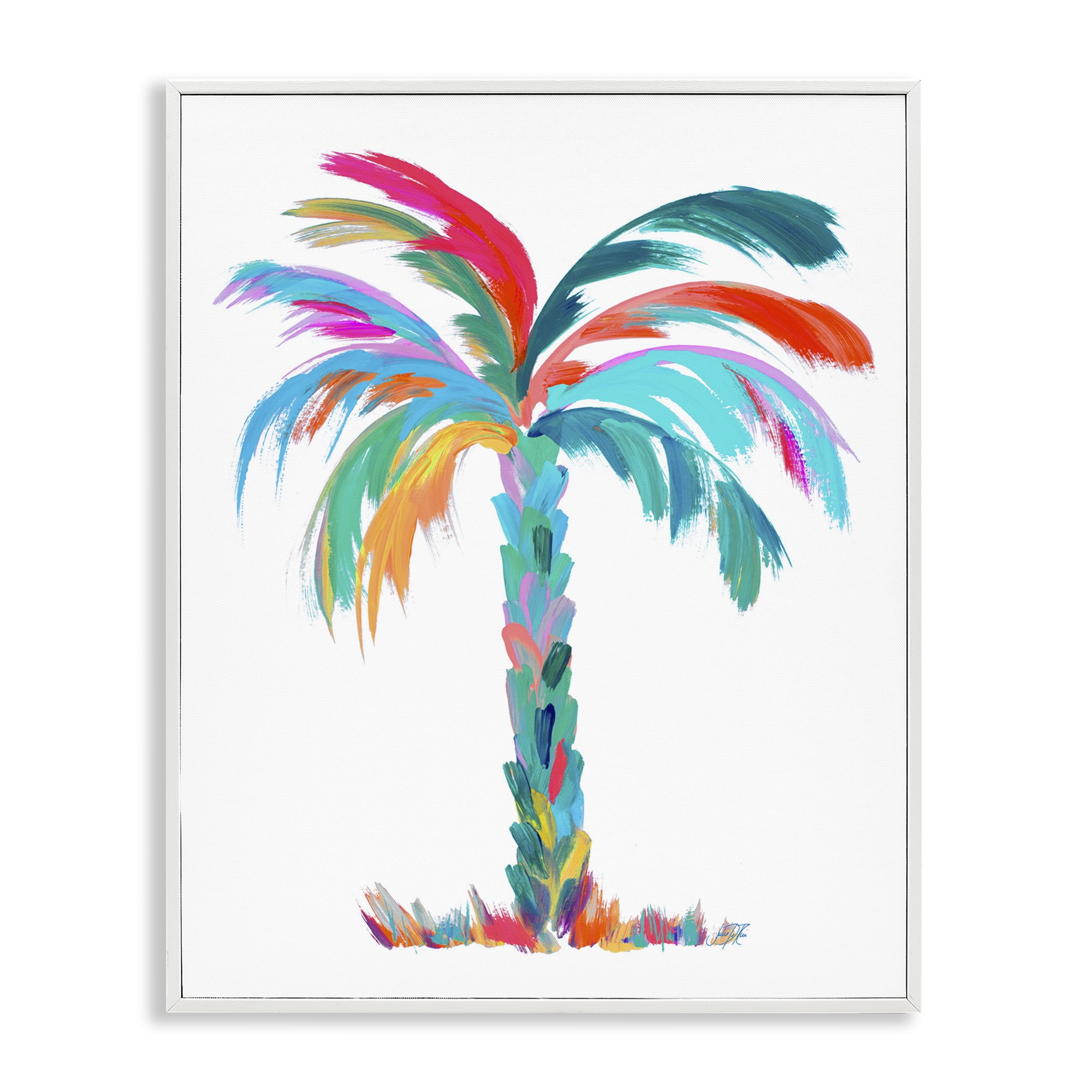 Stupell Industries Vivid Palm Tree Botanical & Floral Painting White Framed Art Print Wall Art, 11 x 14