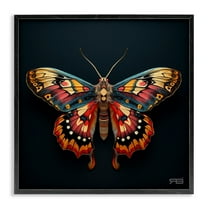 Stupell Industries Vivid Patterned Moth Animals & Insects Painting Black Framed Art Print Wall Art, 12 x 12